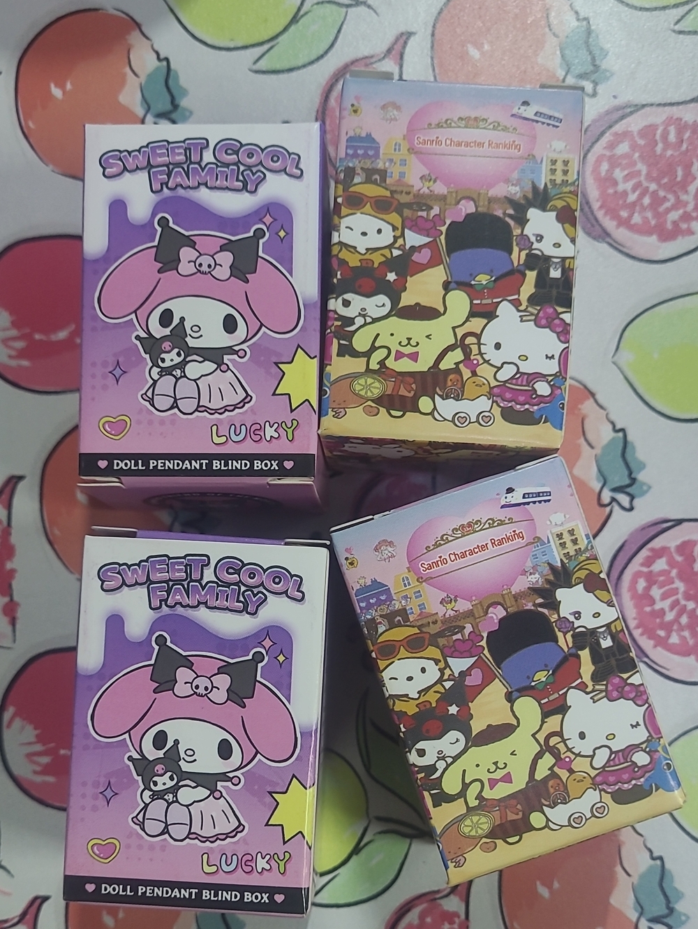 Set Of 4 Sanrio Kids Pendant Blind Box Set - Pink & Purple Character Capsules